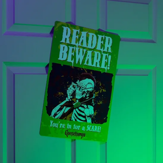 goosebumps__reader_beware_SKUruzNNko5Pd_0.webp Trick Or Treat Studios Goosebumps - Reader Beware Metal Sign